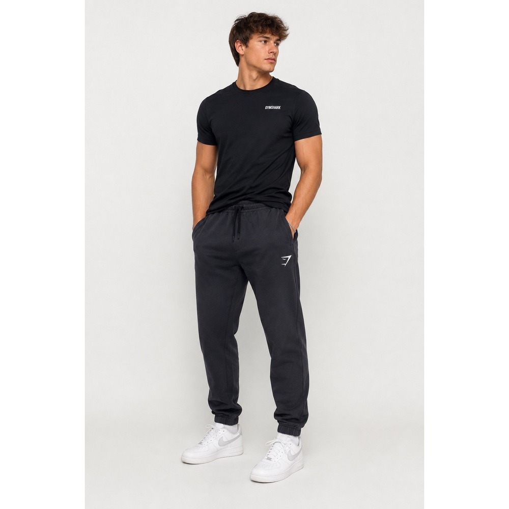 Gymshark Mens Black Crest Joggers Sweatpants Size Small Slim Fit Tapered Gymwear